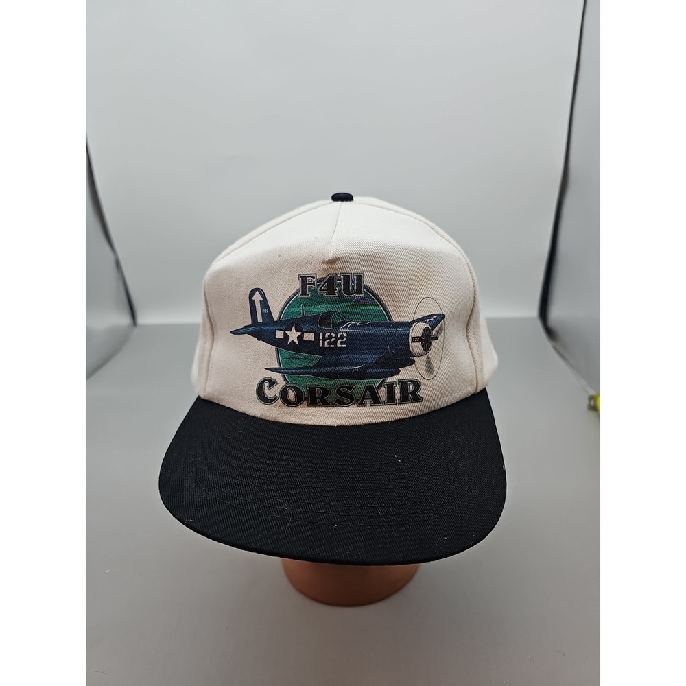 Vintage F4U Corsair Snapback Hat WWII Korean War White